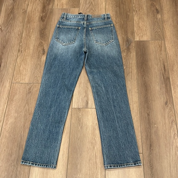 Carmar Denim Ursula Straight High-Rise Jeans Dark Blue Stripes Distressed Rips - Picture 14 of 17